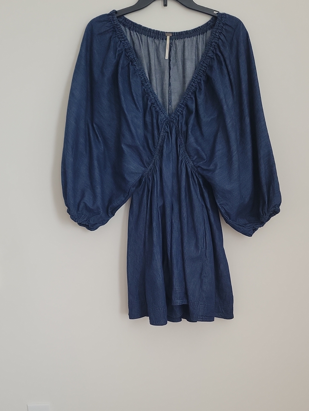 Free People Navy Puff-Sleeve Peasant Tunic